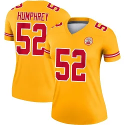 Women's Creed Humphrey Kansas City Chiefs No.52 Legend Inverted Jersey - Gold