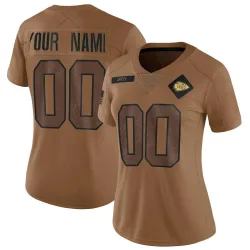 Women's Custom Kansas City Chiefs No.00 Limited 2023 Salute To Service Jersey - Brown