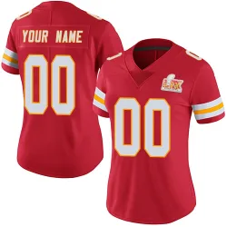 Women's Custom Kansas City Chiefs No.00 Limited Team Color Vapor Untouchable Super Bowl LIX Jersey - Red