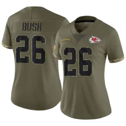 Women's Deon Bush Kansas City Chiefs No.26 Limited 2022 Salute To Service Jersey - Olive