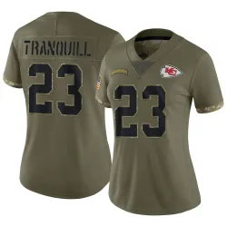 Women's Drue Tranquill Kansas City Chiefs No.23 Limited 2022 Salute To Service Jersey - Olive