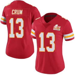 Women's Dustin Crum Kansas City Chiefs No.13 Limited Team Color Vapor Untouchable Super Bowl LIX Jersey - Red