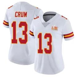 Women's Dustin Crum Kansas City Chiefs No.13 Limited Vapor Untouchable Super Bowl LIX Jersey - White