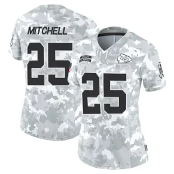 Women's Elijah Mitchell Kansas City Chiefs No.25 Limited 2024 Salute to Service Jersey - Arctic Camo