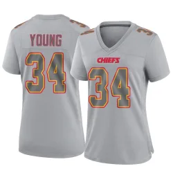 Women's Elijah Young Kansas City Chiefs No.34 Game Atmosphere Fashion Jersey - Gray