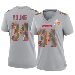 Women's Elijah Young Kansas City Chiefs No.34 Game Atmosphere Fashion Super Bowl LIX Jersey - Gray