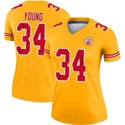 Women's Elijah Young Kansas City Chiefs No.34 Legend Inverted Jersey - Gold