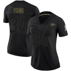 Women's Elijah Young Kansas City Chiefs No.34 Limited 2020 Salute To Service Jersey - Black