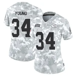 Women's Elijah Young Kansas City Chiefs No.34 Limited 2024 Salute to Service Jersey - Arctic Camo