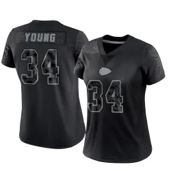 Women's Elijah Young Kansas City Chiefs No.34 Limited Reflective Jersey - Black