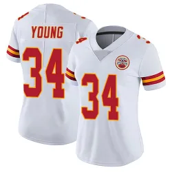 Women's Elijah Young Kansas City Chiefs No.34 Limited Vapor Untouchable Jersey - White