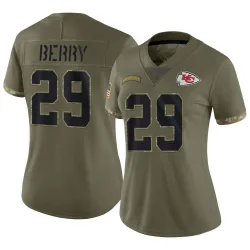 Women's Eric Berry Kansas City Chiefs No.29 Limited 2022 Salute To Service Jersey - Olive