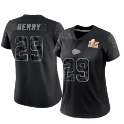 Women's Eric Berry Kansas City Chiefs No.29 Limited Reflective Super Bowl LIX Jersey - Black