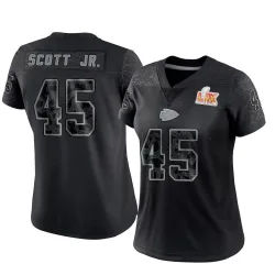 Women's Eric Scott Jr. Kansas City Chiefs No.45 Limited Reflective Super Bowl LIX Jersey - Black