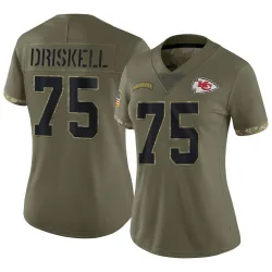 Women's Ethan Driskell Kansas City Chiefs No.75 Limited 2022 Salute To Service Jersey - Olive