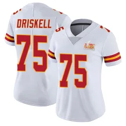 Women's Ethan Driskell Kansas City Chiefs No.75 Limited Vapor Untouchable Super Bowl LIX Jersey - White