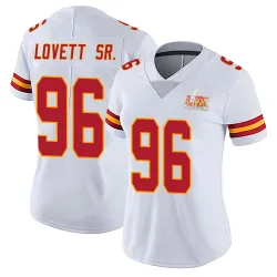 Women's Fabien Lovett Sr. Kansas City Chiefs No.96 Limited Vapor Untouchable Super Bowl LIX Jersey - White