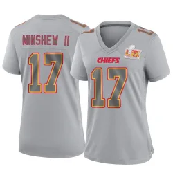 Women's Gardner Minshew Kansas City Chiefs No.17 Game Atmosphere Fashion Super Bowl LIX Jersey - Gray
