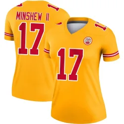 Women's Gardner Minshew Kansas City Chiefs No.17 Legend Inverted Jersey - Gold