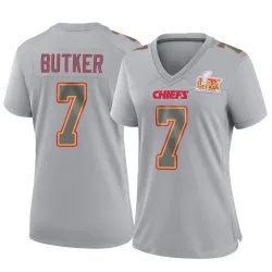 Women's Harrison Butker Kansas City Chiefs No.7 Game Atmosphere Fashion Super Bowl LIX Jersey - Gray