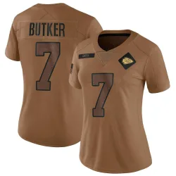 Women's Harrison Butker Kansas City Chiefs No.7 Limited 2023 Salute To Service Jersey - Brown