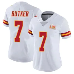 Women's Harrison Butker Kansas City Chiefs No.7 Limited Vapor Untouchable Super Bowl LIX Jersey - White