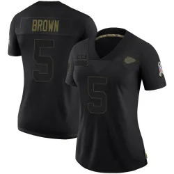 Women's Hollywood Brown Kansas City Chiefs No.5 Limited 2020 Salute To Service Jersey - Black
