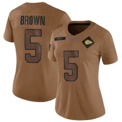 Women's Hollywood Brown Kansas City Chiefs No.5 Limited 2023 Salute To Service Jersey - Brown
