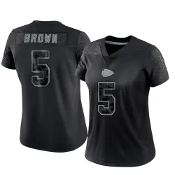 Women's Hollywood Brown Kansas City Chiefs No.5 Limited Reflective Jersey - Black