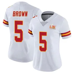 Women's Hollywood Brown Kansas City Chiefs No.5 Limited Vapor Untouchable Super Bowl LIX Jersey - White