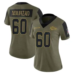 Women's Hunter Nourzad Kansas City Chiefs No.60 Limited 2021 Salute To Service Jersey - Olive