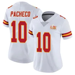 Women's Isiah Pacheco Kansas City Chiefs No.10 Limited Vapor Untouchable Super Bowl LIX Jersey - White