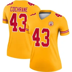Women's Jack Cochrane Kansas City Chiefs No.43 Legend Inverted Jersey - Gold