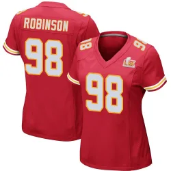 Women's Janarius Robinson Kansas City Chiefs No.98 Game Team Color Super Bowl LIX Jersey - Red