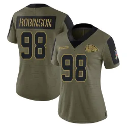Women's Janarius Robinson Kansas City Chiefs No.98 Limited 2021 Salute To Service Jersey - Olive