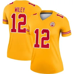 Women's Jared Wiley Kansas City Chiefs No.12 Legend Inverted Jersey - Gold