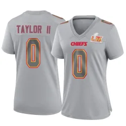 Women's Jason Taylor II Kansas City Chiefs No.0 Game Atmosphere Fashion Super Bowl LIX Jersey - Gray
