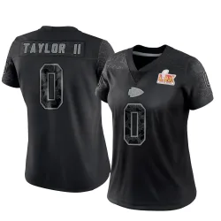 Women's Jason Taylor II Kansas City Chiefs No.0 Limited Reflective Super Bowl LIX Jersey - Black