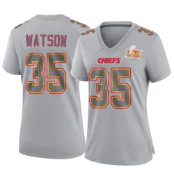 Women's Jaylen Watson Kansas City Chiefs No.35 Game Atmosphere Fashion Super Bowl LIX Jersey - Gray