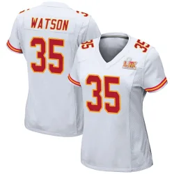 Women's Jaylen Watson Kansas City Chiefs No.35 Game Super Bowl LIX Jersey - White