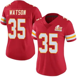 Women's Jaylen Watson Kansas City Chiefs No.35 Limited Team Color Vapor Untouchable Super Bowl LIX Jersey - Red