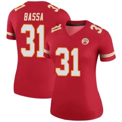 Women's Jeffrey Bassa Kansas City Chiefs No.31 Legend Color Rush Jersey - Red