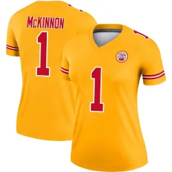 Women's Jerick McKinnon Kansas City Chiefs No.1 Legend Inverted Jersey - Gold