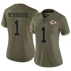 Women's Jerick McKinnon Kansas City Chiefs No.1 Limited 2022 Salute To Service Jersey - Olive
