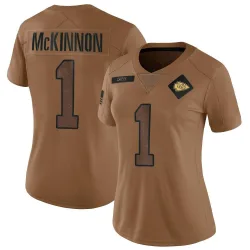 Women's Jerick McKinnon Kansas City Chiefs No.1 Limited 2023 Salute To Service Jersey - Brown
