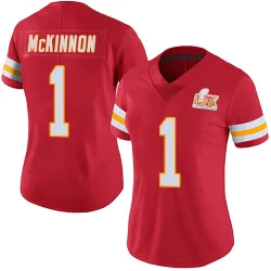 Women's Jerick McKinnon Kansas City Chiefs No.1 Limited Team Color Vapor Untouchable Super Bowl LIX Jersey - Red