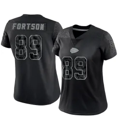 Women's Jody Fortson Kansas City Chiefs No.89 Limited Reflective Jersey - Black