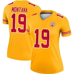 Women's Joe Montana Kansas City Chiefs No.19 Legend Inverted Jersey - Gold