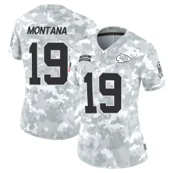 Women's Joe Montana Kansas City Chiefs No.19 Limited 2024 Salute to Service Jersey - Arctic Camo