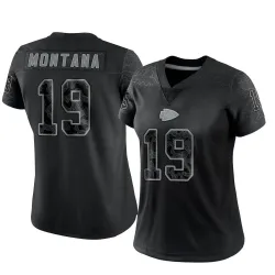 Women's Joe Montana Kansas City Chiefs No.19 Limited Reflective Jersey - Black